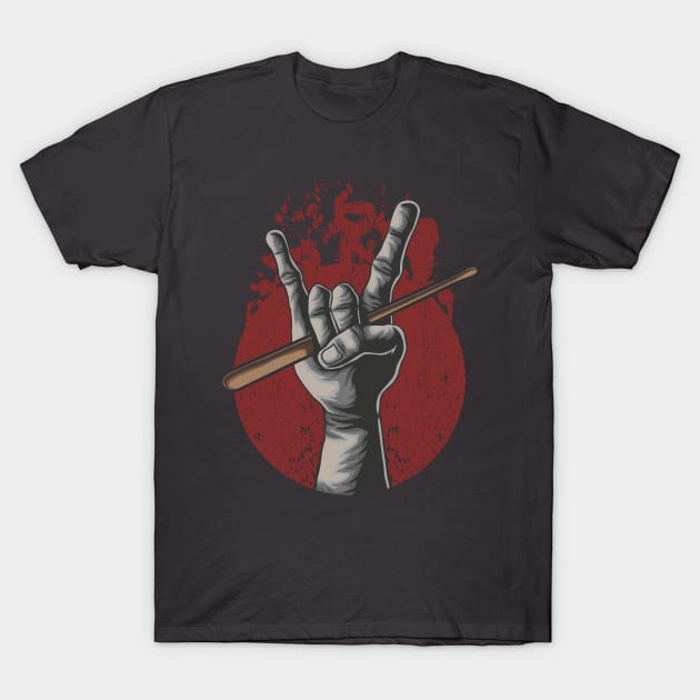 Drumsticks Heavy Metal Art For Drummers T-Shirt by USProudness